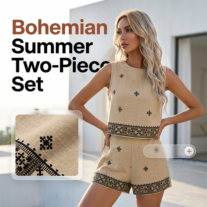 Women's Bohemian Print Sleeveless Top & Shorts Set