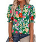 ✨ Women’s Casual Floral Short Sleeve Shirt