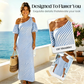 👗 LIMITED-TIME 50% OFF! ✨ Women's Striped Off Shoulder Dress – Elegant, Flowy, Summer Chic 🌊