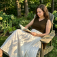 Women's High Waist A-Line Long Skirt