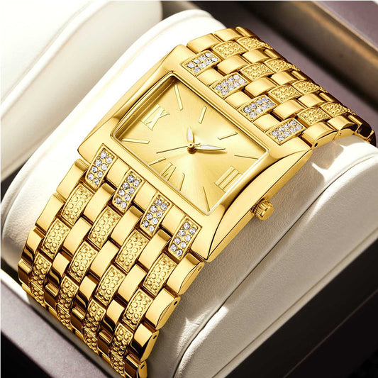 ⌚ LIMITED-TIME 50% OFF! 💥 Women's Elegant Square Dial Watch – Diamond-Studded, Quartz Movement, Versatile ✨