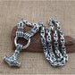 Viking Thor Hammer Pendant Necklace – Stainless Steel Byzantine Chain