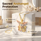 😇 Tri-Tone Angel Guardian Pendant Necklace – Gold, Silver & Rose Gold ✨