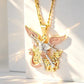 😇 Tri-Tone Angel Guardian Pendant Necklace – Gold, Silver & Rose Gold ✨