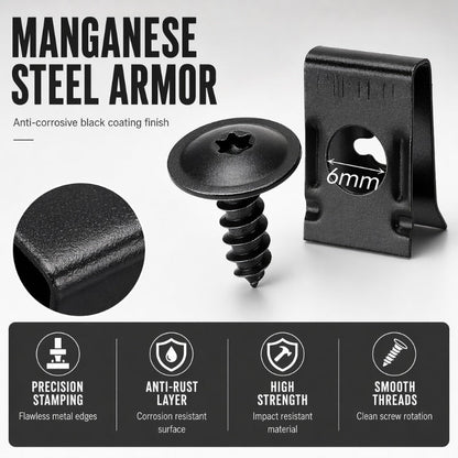 Universal Car Metal U-Type Clips and Screws Set