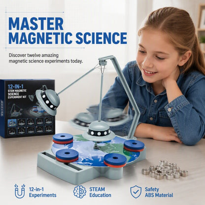 📢📢50% OFF !! ⏰ 12-in-1 Magnet Science Experiment Kit – Educational Toy – Master Magnetic Science, Build a Maglev Train & Defy Gravity! ✨