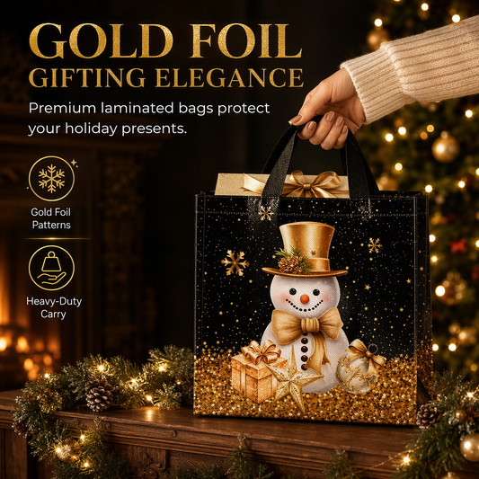 Black Christmas Non Woven Gift Tote Bag Holiday Present Packaging Bag