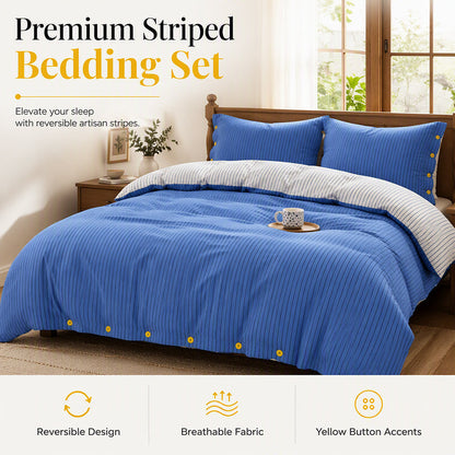 Premium Cozy Reversible Striped Bedding Set