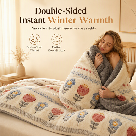 ⏳Limited-time 50% off⏰🛌 Double-Sided Sherpa Fleece Comforter – Thick Warm Winter Quilt, Soft Velvet Feel | Cozy Bedroom Bedding for Ultimate Comfort❄️