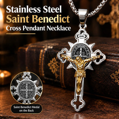 Men's Stainless Steel Vintage Cross Pendant Necklace