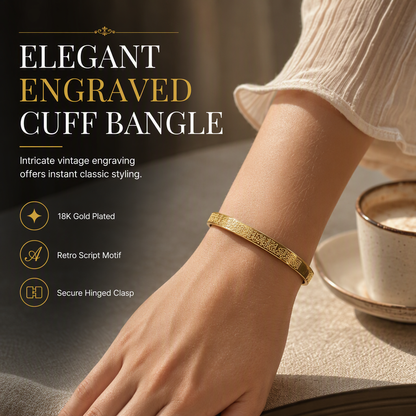 🌸 Titanium Steel Bangle – 18K plated & engraved text ✨