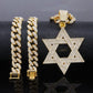 Hip Hop Iced Out Rhinestone Hollow Star of David with 50cm Chain