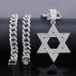 Hip Hop Iced Out Rhinestone Hollow Star of David with 50cm Chain