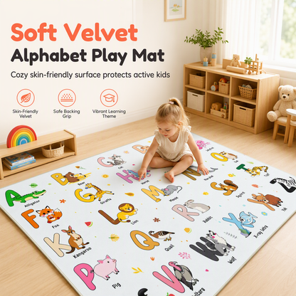 Skin Friendly Crystal Velvet Cartoon Kids Area Rug Durable Bedside Floor Mat for Living Room and Childrens Room
