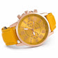 Simple Women's Quartz Watch with Leather Strap and Three-Eye Dial