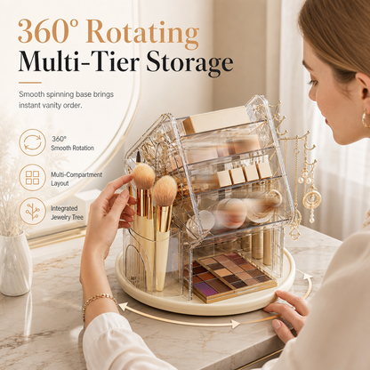 Transparent Plastic Rotating Makeup Organizer