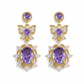 Lavender Manor Purple Zircon Butterfly Jewelry Set with Adjustable Open Ring and Earrings