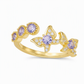 Lavender Manor Purple Zircon Butterfly Jewelry Set with Adjustable Open Ring and Earrings
