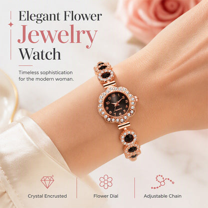 🌸💎✨Women's Elegant Rhinestone Floral Bezel Watch