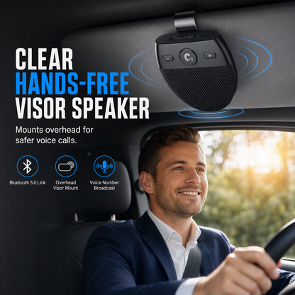 📢📢 50% OFF🚗SP11 Car Sun Visor Bluetooth Hands Free Speakerphone with Vibration Activated Auto Power On A2DP Support and Caller ID Voice Prompt