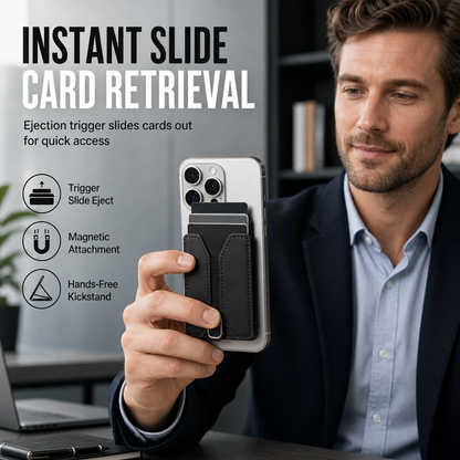 ⏳Limited-time 50% off💳Magnetic Leather Phone Wallet & Stand – Card Holder with Pop-Up Design