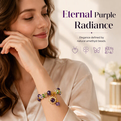 Fashion Purple Crystal Beaded for Women with Sparkling Star Zircon Charm