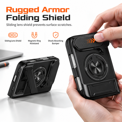 📢📢50% OFF !! ⏰📱 Fold Case: Sliding Lens Cover, Dual Kickstand, Magnetic, Shockproof Armor