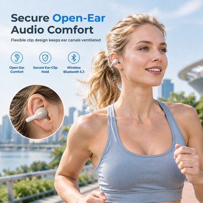 Open Ear Clip On Wireless Bluetooth Earbuds for Sports