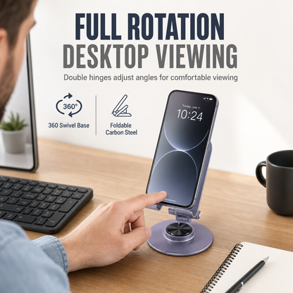 📢📢50% OFF !! ⏰All Metal Desktop Phone and Tablet Stand 360 Degree Rotating Foldable Holder for Live Streaming