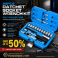 📢📢50% OFF !!⏰29pcs Ratchet Socket Wrench Tool Kit, Multi-Size Repair Hand Tool Set with Storage Case 🔧