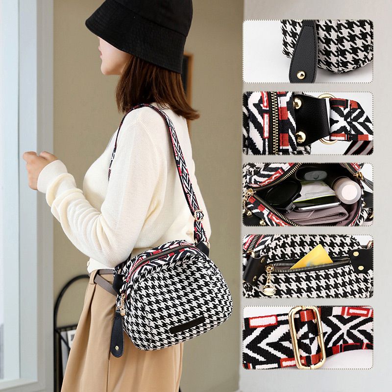 Fashionable Simple Houndstooth Large Capacity Shell Bag