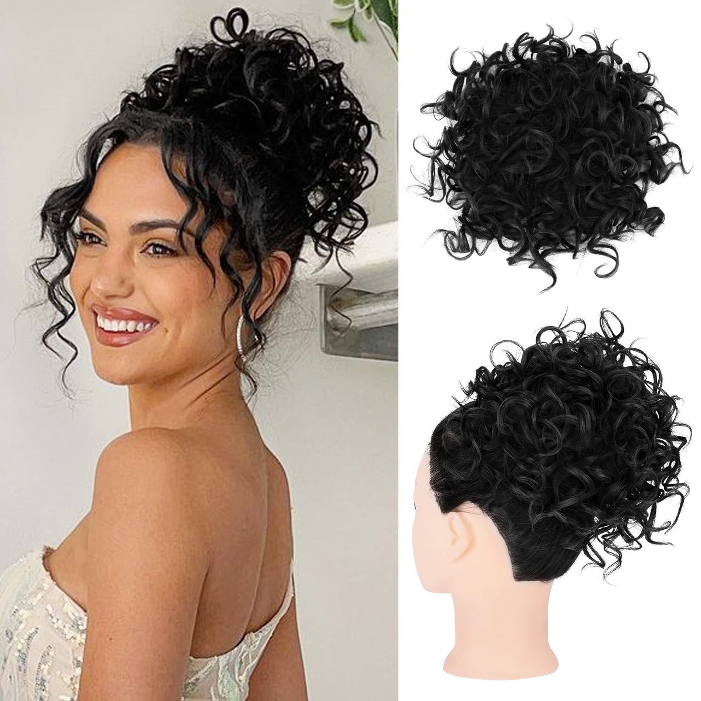 🔥Hot Sale 15.99🔥Elastic Drawstring Loose Short Curly Bun（50% OFF）