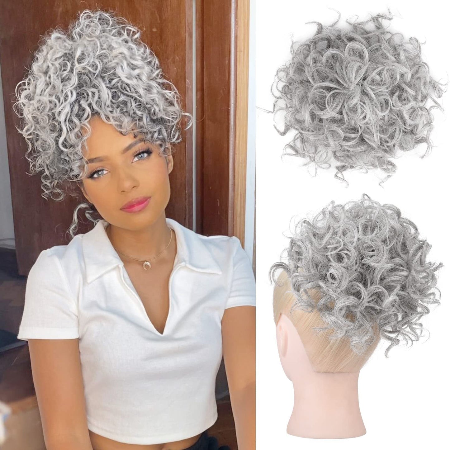 🔥Hot Sale 15.99🔥Elastic Drawstring Loose Short Curly Bun（50% OFF）