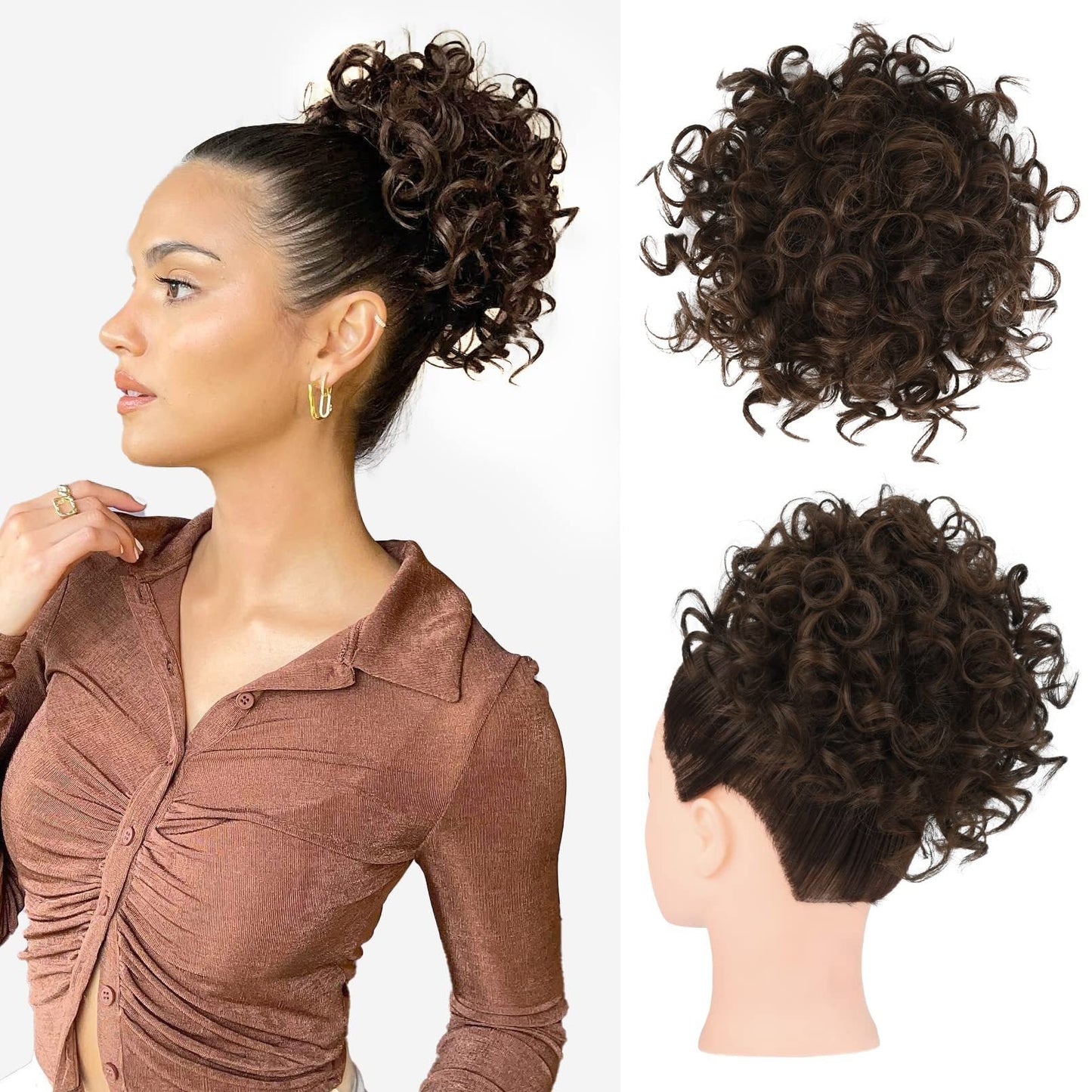 🔥Hot Sale 15.99🔥Elastic Drawstring Loose Short Curly Bun（50% OFF）