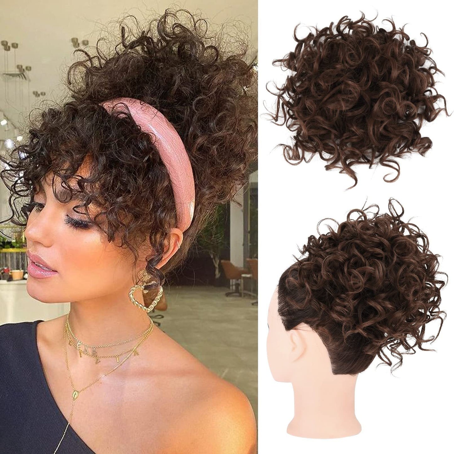 🔥Hot Sale 15.99🔥Elastic Drawstring Loose Short Curly Bun（50% OFF）