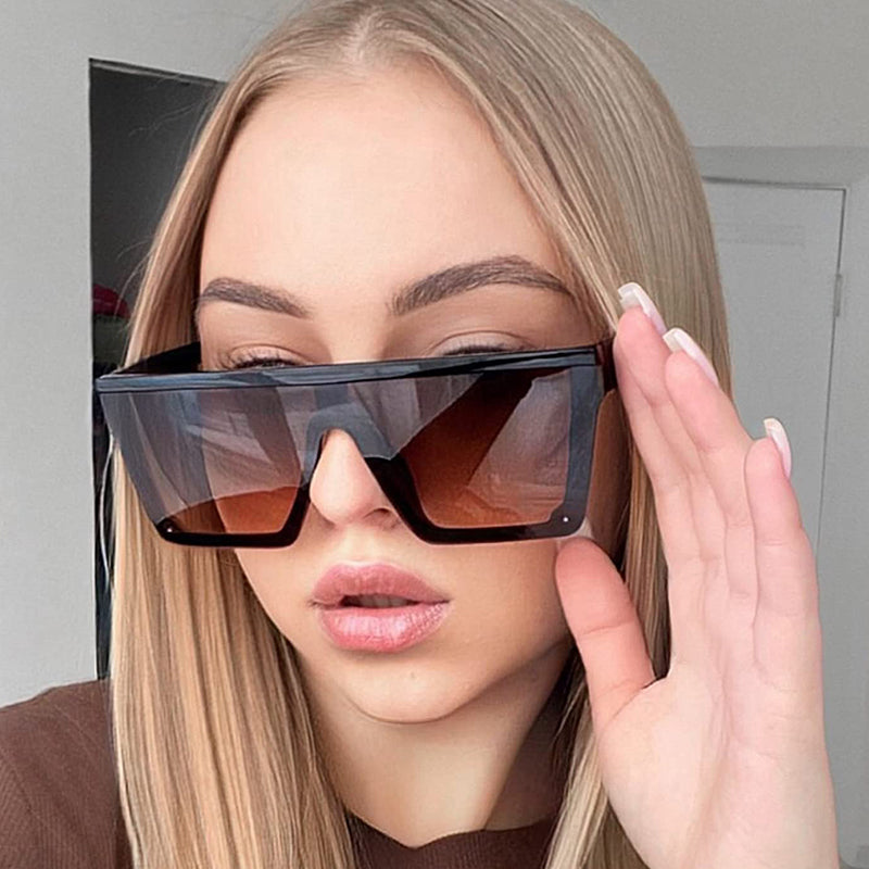 Large Frame One Piece Lens Sunglasses