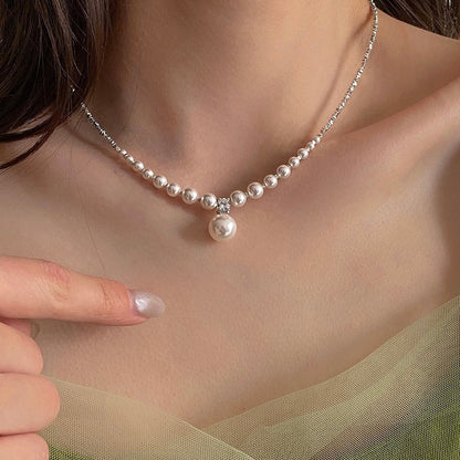 Niche Design Crushed Silver Pearl Necklace（50% OFF）